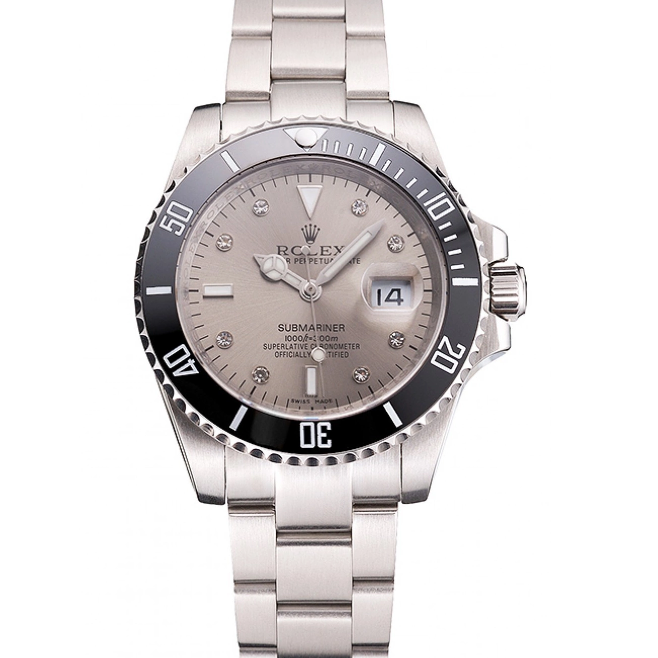 Aaa replica watch Steel Stainless Markings Submariner Diamond Bracelet Black Dial Rolex Case Swiss Silver And Bezel 0715